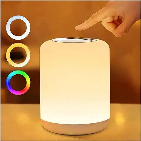 SOLIDEE Luz Nocturna Infantil,4 Modos Lamparas de Mesita de Noche Tactil Regulable con 256RGB Colores,USB Recargable 1H Temporizador Lampara Quitamiedos Infantil Para Dormitorio Sala De Estar Regalo  