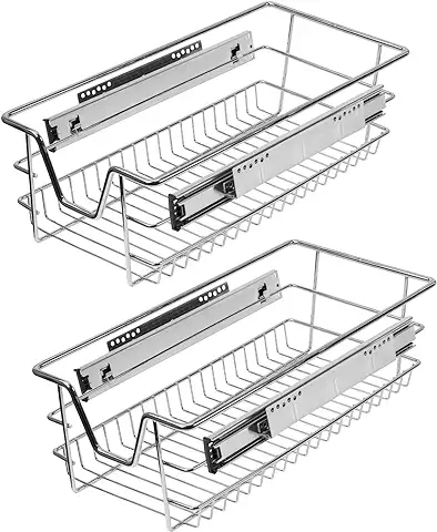 Sonnewelt Cajón de Cocina Telescópico Cajón de Cocina Estante de Cesta Armario de Cocina Incluye Rieles Telescópicos Armario de Cocina Organizador de Armario Cesta Extensible (2 Unidades, 30 cm)  