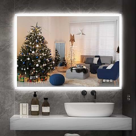 STARLEAD Espejo-Baño-con-Luz 60x80cm, Espejo-Baño-LED Bluetooth y Desempañador, Regulable y 3 Temperaturas de Color, Función de Memoria, IP44 Espejos-de-Baño-con-LED, Horizontal/Vertical  