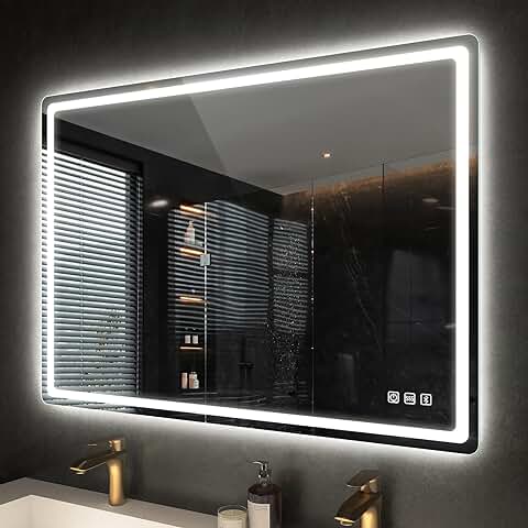 S'bagno Espejo Baño con Luz 100 x 70 cm, Epejo Baño LED con Atenuación Antiempañamiento con Cambio de Color, Espejos de Baño con LED con Altavoz Bluetooth  