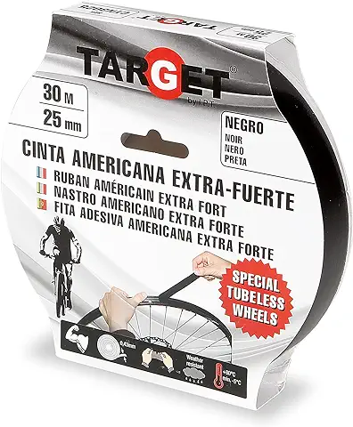 TARGET CTN3025 - Cinta Tubeless - 30m x 25mm - Bicicletas - Negra - Ruedas - Llantas - MTB  