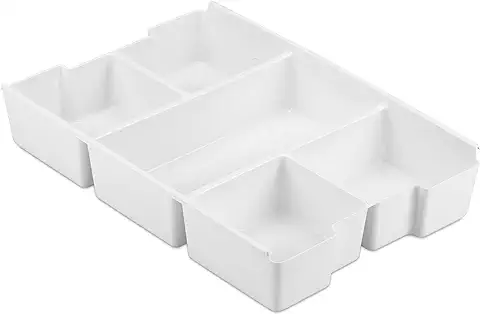 TATAY Bandeja Organizadora, 100% Materiales Reciclados, Organizador de Cajones, Ideal para Nuestras Cajas Multiusos de 7L y 15L., Color Blanco Pergamon. Medidas 32,8 x 22,5 x 6 cm  