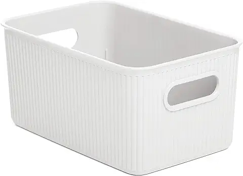 Tatay Caja Organizadora Rectangular Baobab, 5L de Capacidad, de Polipropileno, Libre de BPA, Color Blanco Pergamón, Medidas 18.1 x 27.2 x 13 cm  