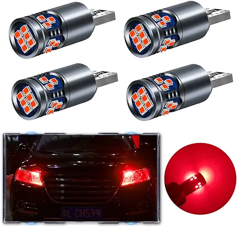 Teguangmei 4x T10 W5W Canbus LED sin Error Ultra-Alto Brillo 6000K Rojo 2016-18SMD T10 Cuña 168 194 Bombillas para Luz de Interior de Coche Luces de Lectura Luces de Techo Luces de Matrícula 12V  