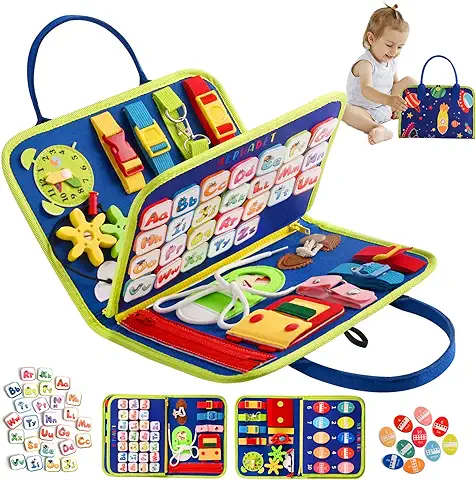 TenFans Space World Busy Board para Niños - Juguete Montessori Activity Board 3 4 5 Años - Juego Educativo de Motricidad Fina - Juguetes para Bebé - Juguetes de Viaje para Avión y Coche.  