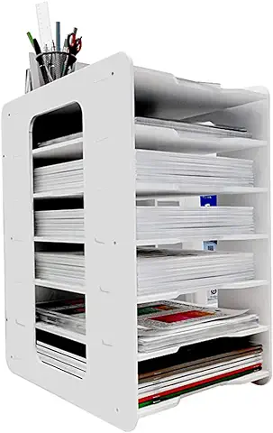 THATSRAD Organizador de Escritorio Bandeja Oficina para Cartas 7 Niveles Organizador Papeles A4 Bandeja Escritorio para Archivar Documentos Bandeja Portadocumentos Soporte para Archivador Papel, Letra  