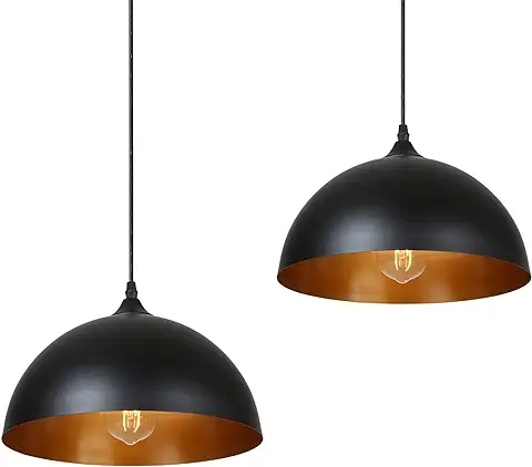 Tomshine Lámpara de Techo Vintage,2 pack 3.94ft/1.2m Lámpara Colgante Retro de Metal,E27 Base de la Bombilla,Lámpara de Techo Industrial para Cocina Restaurante (Negro)  