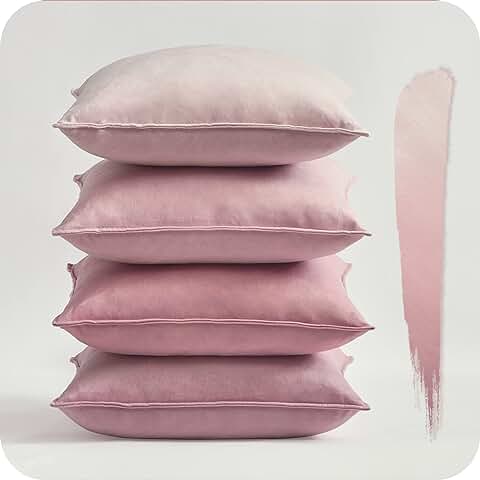 Topfinel Funda Cojin 40 x 40 Fundas para Decoracion Hogar Sofa Juego de 4 Funda de Almohada Colores Gradientes Moderna Cojin Sofa Cama Sala de Estar Dormitorio Serie Colores Rosa  