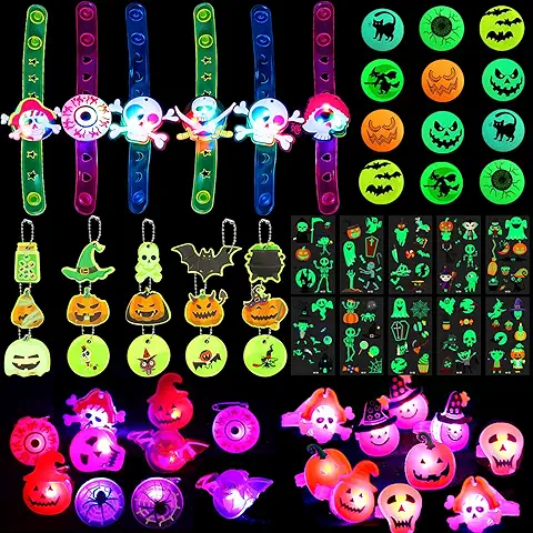 TOPJOWGA Favores de Fiesta de Halloween para Niños, 63 PCS LED Juguetes de Fiesta para Decoraciones de Halloween, Juguetes de Halloween, Regalos para Fiestas de Halloween para Niños  