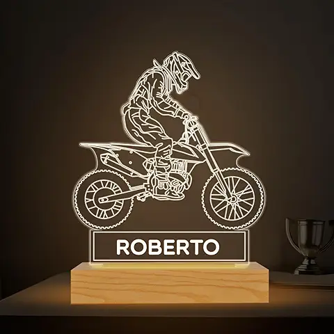 Transparent Gift Lámpara Personalizada Moto con Nombre. Luz LED Nocturna para Mesita Noche. Decoración. Regalos Originales para Cumpleaños, Niños Regalos Personalizados para Hombre y Mujer  