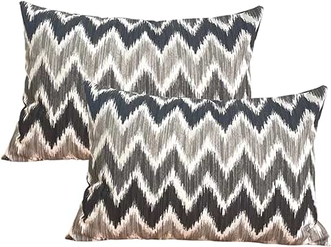 TRESMESTRES Fundas de Cojines para Sofá - Diseño Mediterráneo, Vibrantes Colores, Patrones Estilo Ikat - Cubiertas de Cojines Decorativas - Funda de Cojín 30x50 cm - Set de 2, Gris  