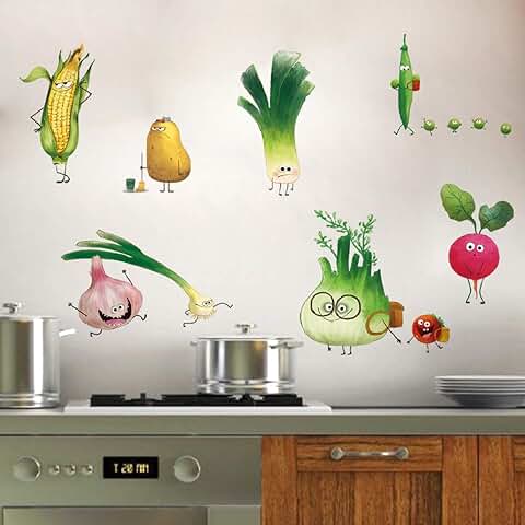 Ufengke Pegatinas de Pared Cocina Verduras Vinilos Adhesivos Pared Zanahoria Cebolla para Comedor Neveras Gabinete  