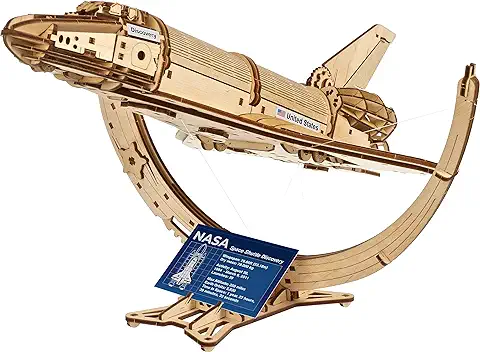 UGEARS Transbordador Espacial Discovery de la NASA - Puzzle 3D Madera para Construir - Maqueta Nave Espacial Madera Mecánica Detallada - Ideal para Amantes del Espacio y Maquetas  