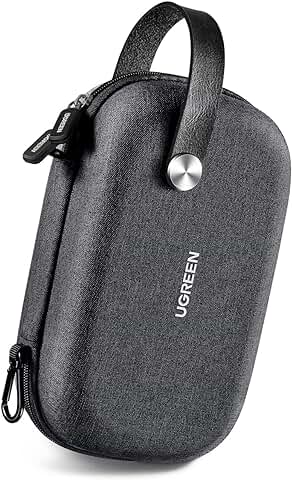 UGREEN Organizador Cables Viaje, Bolsa Cables Organizador para Llevar, Bolsa de Accesorios Electrónico Impermeable con Mosquetón y Asa de Llevar para Cable, Auricular, Cargador, Batería Externa  