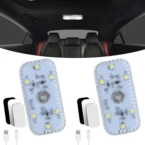 URAQT Luz Interior del Coche, 2Pcs 150MA Toque Carga Luz Maletero Coche USB Luz Puerta Coche Blanco 6LEDS Luces de Coche Universal Luz Ambiente Coche Luz de Lectura para Lluminación de Coche Multiusos  