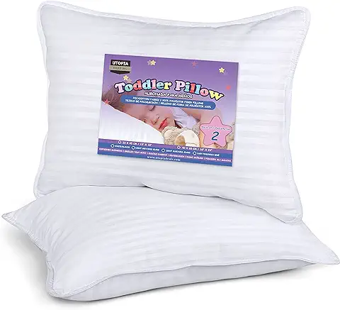 Utopia Bedding Almohada para Niños (Juego de 2), 33 x 45 cm Cojin Bebés Pequeños con Exterior de Polialgodón, Almohadas Transpirables y Suaves (Blanco)  