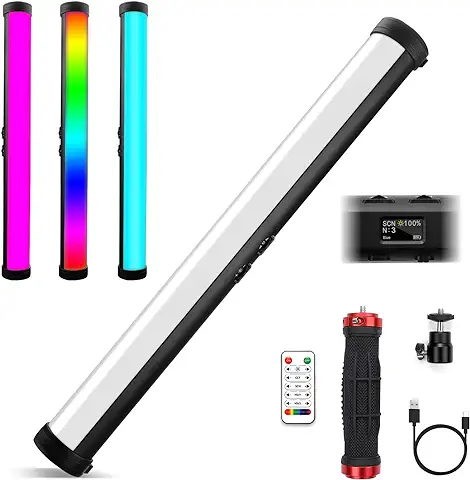 Varita de luz de Vídeo LED RGB Obeamiu 260012000 K para Fotografía Portátil Batería Recargable de 4000 mAh Efectos de 15 Luces para Videoconferencias de Grabación de YouTube Studio Transmisión en vivo  