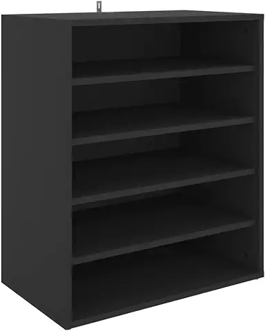 VidaXL Mueble Zapatero Organizador de Zapatos Armario Pasillo Almacenaje Taburete Puf Caja Banco Estantería de Madera Contrachapada Negro 60x35x70 cm  