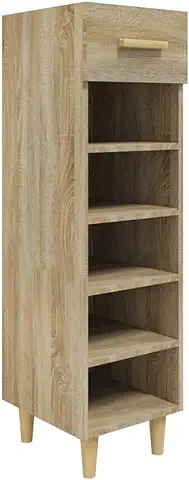 VidaXL Mueble Zapatero Organizador de Zapatos Soporte Armario Pasillo Estantería Almacenaje Madera Contrachapada Roble Sonoma 30x35x105 cm  