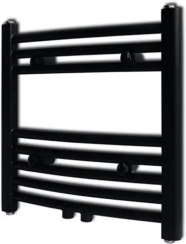 VidaXL Radiador Toallero de Baño Curvo Negro 480 x 480 mm  