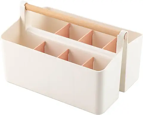 Vidifor Organizador de Plástico Grande con asa, Organizador de Almacenamiento con Divisores Ajustables para Suministros de Arte, Manualidades, Lápices de Colores, Escritorio de Maquillaje  