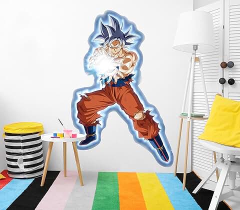 Vinilo de Pared Tamaño Real Dragon Ball Super Goku Ultra Instinto Onda Vital Producto Oficial | 111x170 cm |Vinilo para Paredes | Producto Original | Vinilo Adhesivo | Mural | Decoración Hogar | DBS  