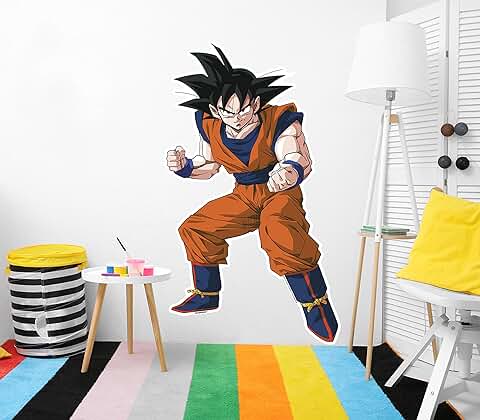 Vinilo de Pared Tamaño Real Dragon Ball Z Goku Producto Oficial | 76x130 cm |Vinilo para Paredes | Producto Original | Vinilo Adhesivo | Mural | Decoración Hogar | DBZ  