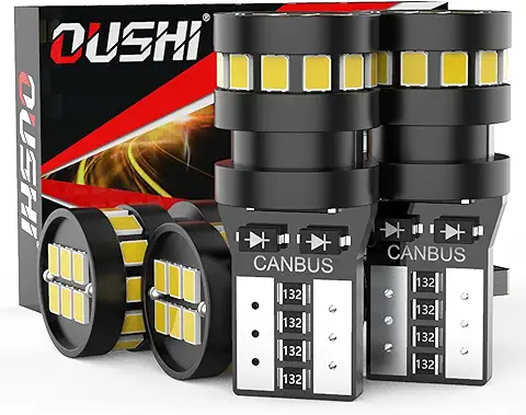 W5W T10 LED Bombilla, OUSHI Canbus Sin Errores 194 168 2825 501 12V Bombillas Súper Brillantes El Interior Del Coche Domo Mapa Puerta Luces De Matrícula De Cortesía, 6500K Xenon Blanco (Paquete De 4)  