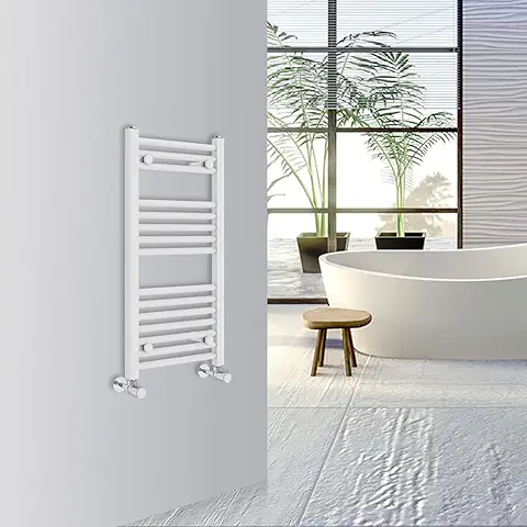 WarmeHaus Toallero Calefactor Recto para Baño, Calefacción Central, 800 x 400 mm, Color Blanco  