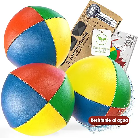 Weidebach® 3 Pelotas de Malabares de Calidad, Ø 67 mm Pelotas de Malabares Profesionales, Peso 130 g, Cuero Sintético Resistente al Agua. Videotutorial, Set de Malabares.  