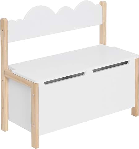 WOLTU Baúl de Juguetes Banco Almacenamiento Infantil con Espacio de Almacenamiento en Edad Preescolar Juguetes Muebles para Niños, 60x25,5x55cm  