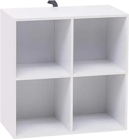 WOLTU Estantería para Libros con 4 Compartimentos Abiertos, Mueble para Exposición y Decoración, Estanteria Blanca de Cubos para Oficina, Estudio Juvenil y Salón, 60x29,5x60cm, SK002ws2  