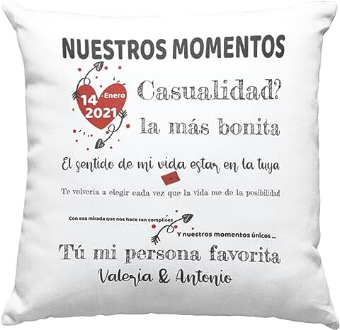 Worfull Regalos Cojín Personalizado para Parejas 40x40 cm., San Valentín, Aniversario, día de los Enamorados, Novios, Cumpleaños, Navidad, Reyes, Regalo Original  