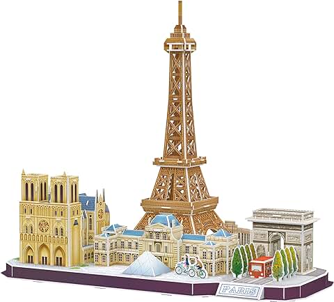 World Brands - Puzzle 3D Torre Eiffel Paris, Puzzles para Adultos y Niños, Maquetas para Montar, Rompecabezas 3D, Regalos Divertidos, Cultura, Viajar Desde Casa  