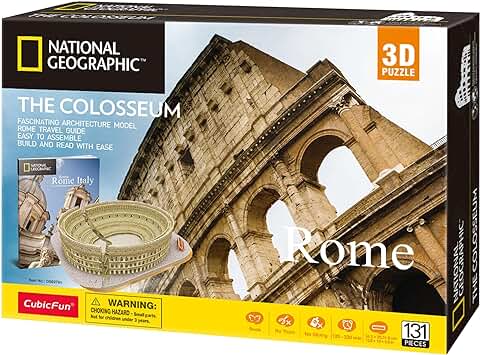 World Brands Roma Cubic Fun-Puzzle 3D City Traveller del Coliseo Romano, National Geographic (CPA Toy Group DS0976), Color Marron  