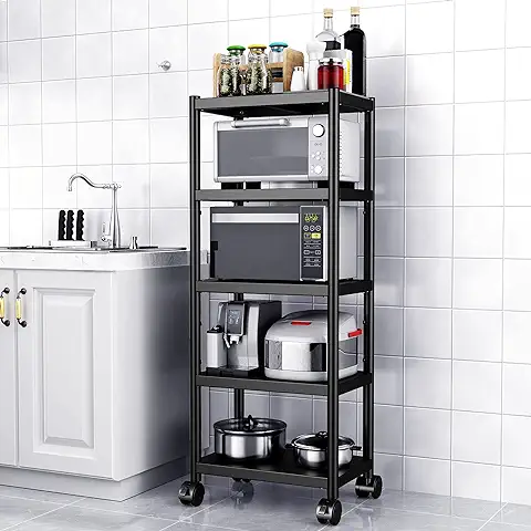 WPT Kitchen Baker's Rack Utilitario Estante de Almacenamiento para Microondas, Carrito Sobre Ruedas, Organizador de Cocina Ajustable, Estantes de 5 Niveles Kitchen Baker's Rack Utilitario  