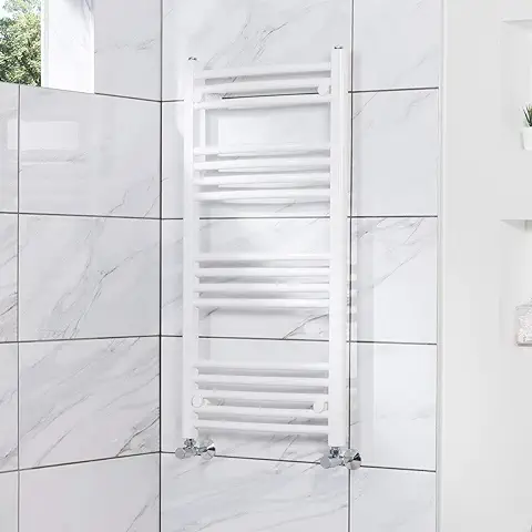 Wärmehaus ®: Radiador Cuarto de Baño, Blanco,1000 x 500 mm, Curvado, Calefacción Central, 370 W.  