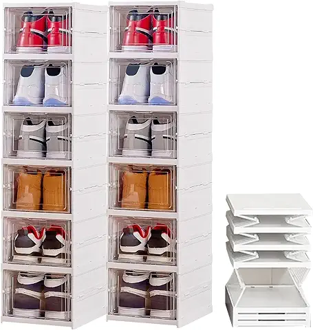 Wuciray Cajas Zapatos Transparente Foldable 12Pisos Organizador Almacenamiento Almacenaje Guardar Zapatos Shoe Boxes  