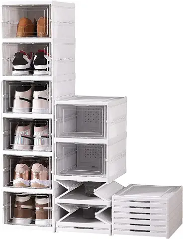 Wuciray Cajas Zapatos Transparente Foldable 6 Pisos Organizador Almacenamiento Almacenaje Guardar Zapatos Shoe Boxes  