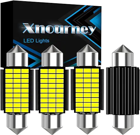 Xnourney 4 Últimas Bombillas LED Festoon de Abanico de 12-24V 6418 C5W 36mm Bombillas LED de chip Blanco 27smd-3014 de 6500 k, sin Errores Canbus, para Lámparas de Techo Circular en Tarjeta  