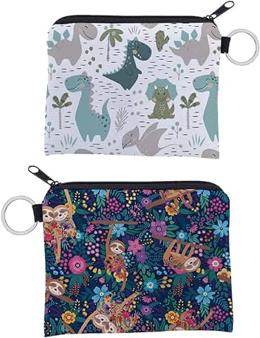 XPEX 2 Piezas Monedero Niño,Pequeño Monedero Animal,Lindo Monedero Pequeño Con Cremallera,Monedero De Dibujos Animados Con Diseño De Cremallera Animal Pequeña Cartera Tarjeta Llavero Cartera  