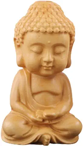 YSTJKD Buddha Figures Sculpture Buda De Madera Tallada a Mano Estatua De Buda De Meditación Pequeña Escultura De Buda Decorativo Sentado Decoración Interior del Interior del Coche En Casa 1 Pcs  