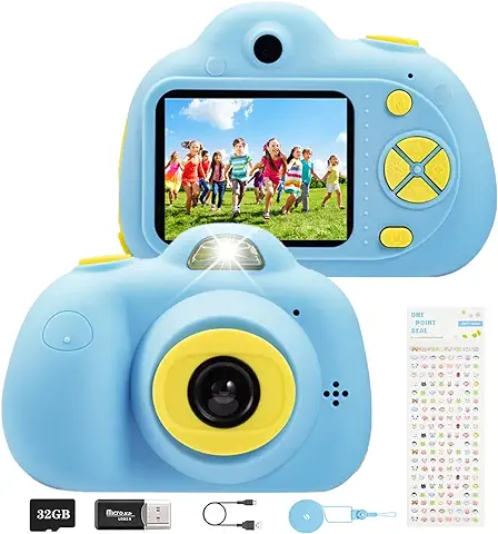 YunLone Cámara Fotos Infantil Selfies Cámara para Niños de 3 a 8 Años, 2" Cámara Infantile de Vídeo 1080P con Tarjeta 32G, Zoom 4X, Filtros, Juguetes Regalos Camera Regalo para Niños 3 4 5 6 7 8 Años  