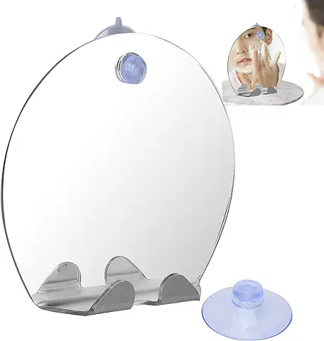 YUYTE Espejo de Ducha sin Niebla, Forma Redonda para Hombre, Afeitado, Antivaho, para Colgar en la Pared, Espejo de Afeitar para Baño con Succión, Espejo Impermeable sin Niebla para Hombre  