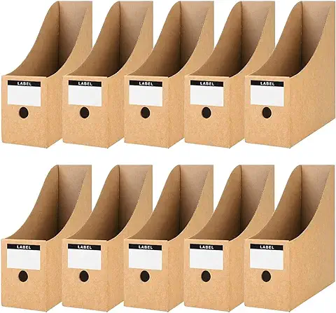 ZEEREE 10 Pcs Revistero de Papel Kraft, Revistero Archivador para Oficina, Escuela, Escritorio, Organizador,fácil Almacenamiento  