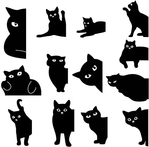 Zfseyuh 13 Piezas Marcapáginas Magnetico Gato Negro Marcapaginas Originales Punto de Libro Gato Curioso Negro Regalos para Ratones de Biblioteca y Amantes de Los Gatos  