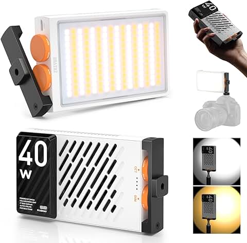 ZHIYUN M40 [Oficial] Luz de Video LED Cámara de 40W, Luz Continua Fotografia Portátil para Videocámaras DSLR, Fotografía Youtube TikTok, 14000 Lux, 2700K-6200K, CRI/TLCI 96+  