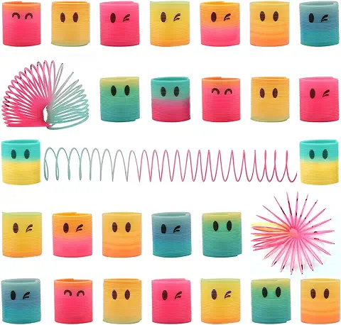 ZOCONE 30 Piezas Mini Smiley Springs, Muelle de Juguete Espiral arco iris para Niños, Gadgets Cumpleaños Niños para Fiesta Suministros, Regalo de Cumpleaños, Regalo de Graduación, Gadget Niños  