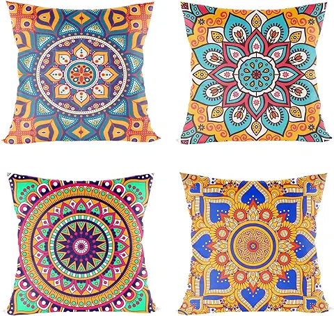 ZPUBLI+ 4 Fundas para Cojines, para Cama, Salón, Sillas, Decoración Hogar. Cojines Mandala Originales para Sofás, Habitación, Terraza. Diferentes Tamaños y Modelos. (2 Caras) (Mandala 3, 45x45)  