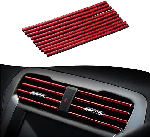 Zuroki 20 Piezas Tiras Decorativas para el Aire Acondicionado del Coche, Accesorios para el Interior del Coche, VentilacióN Del Aire Acondicionado Del Coche (Rojo)  